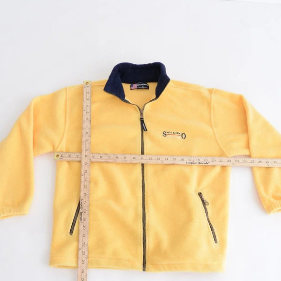 VTG 90S Andy's Sportswear Yellow And Black Zip Up  San Diego Ca Fleece Sweater M - Picture 3 of 9